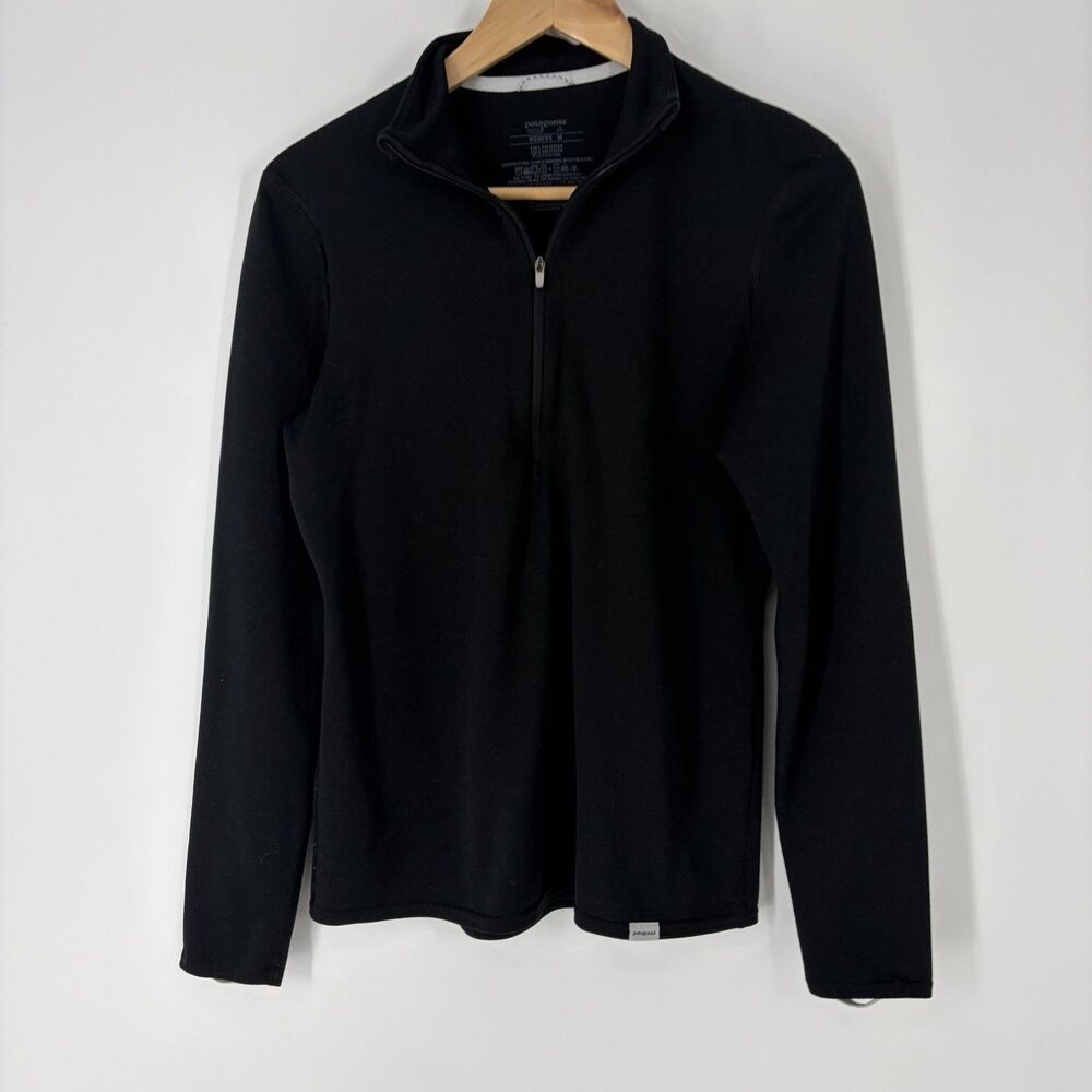 Patagonia Capilene 3 Shirt Medium Black Midweight 1/4 Zip Pullover Base Layer